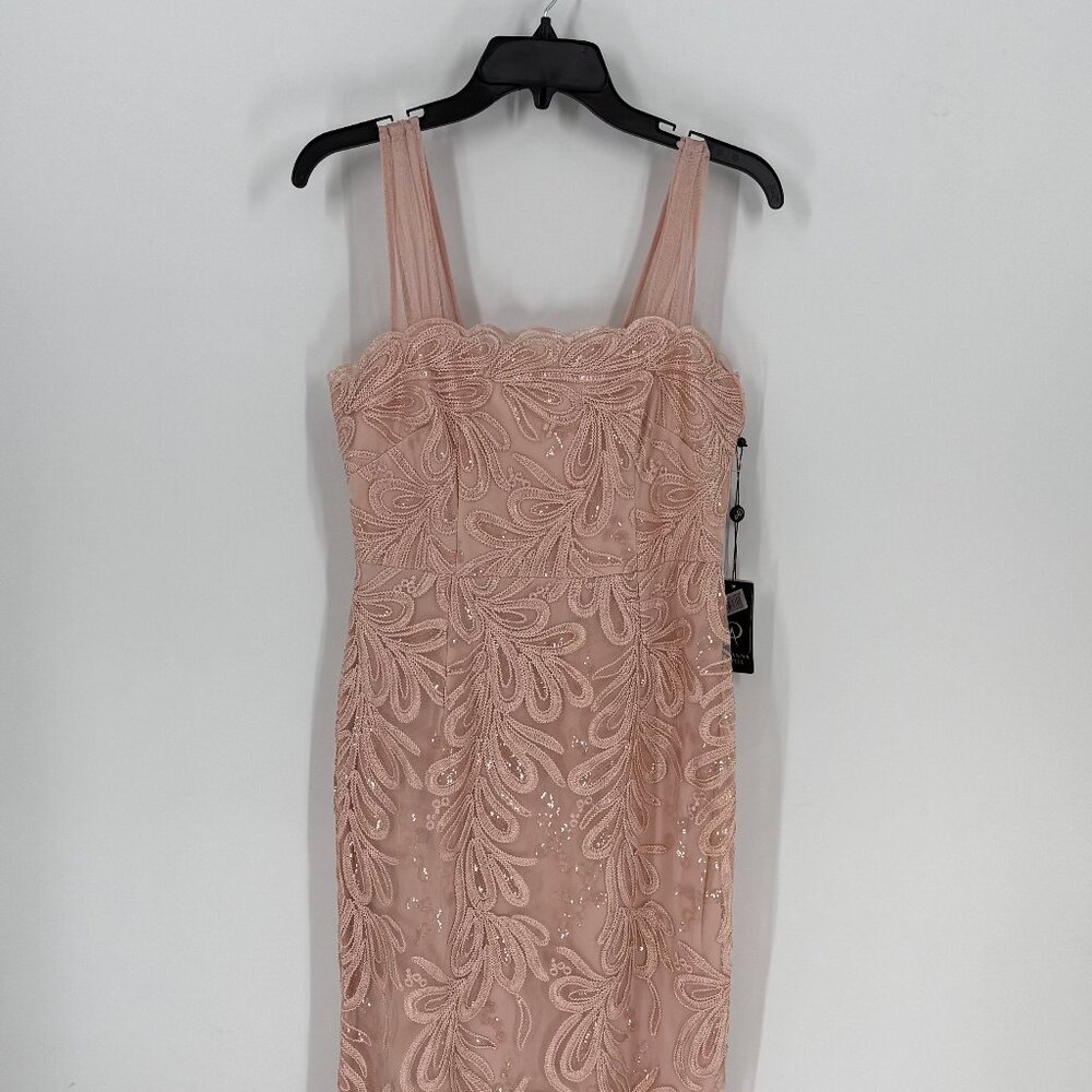 Women's Adrianna Papell Ribbon Embroidered Long Column Gown 4